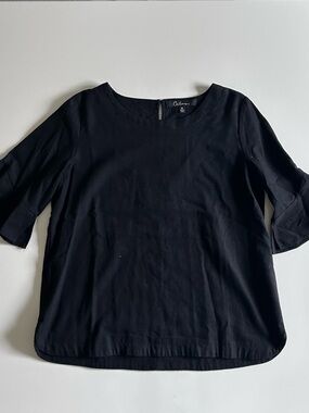 Caleooa Black Cotton Linen Blend Blouse- M